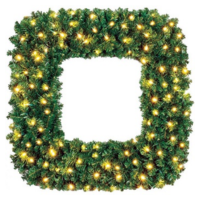 S4 36" 100LT SQUARE SEQUOIA WREATH WARM WHITE