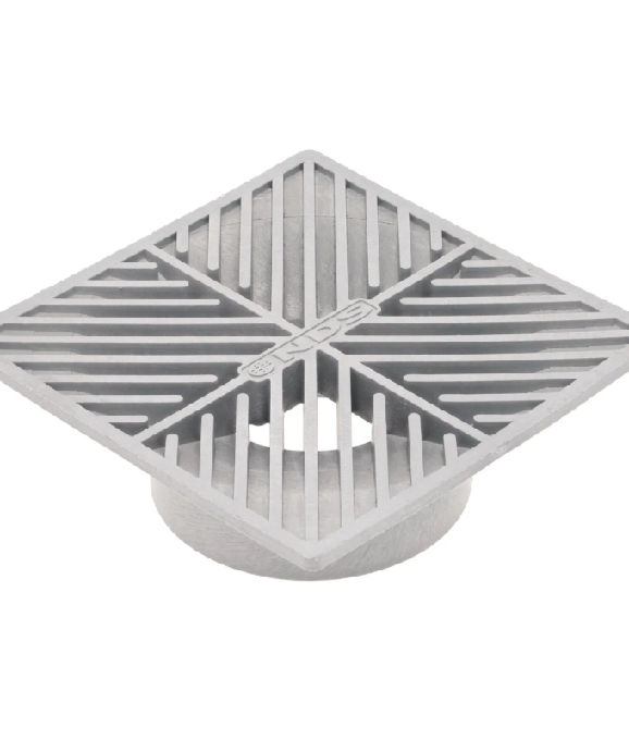 6" SQUARE PLASTIC GRATE GRAY