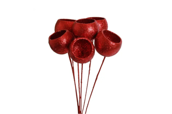 BELL CUPS STAKE/7 RED GLITTER