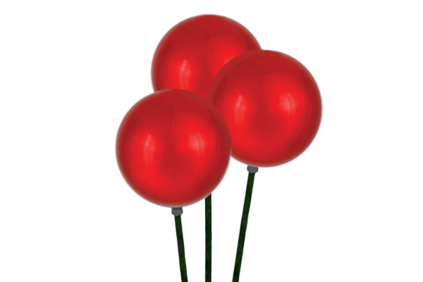 STEMBALL 8CM STAKE/3 RED SHINY