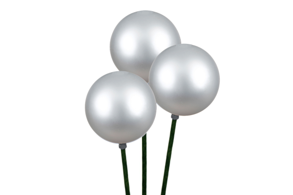 STEMBALL 8CM STAKE/3 SILVER MATTE