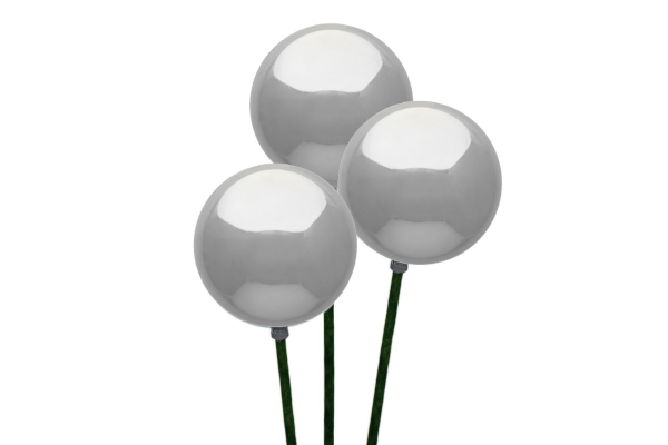 STEMBALL 8CM STAKE/3 SILVER SHINY