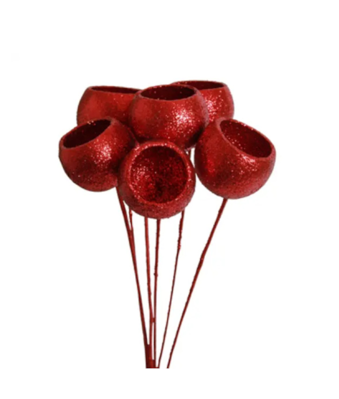 BELL CUPS STAKE/7 RED GLITTER