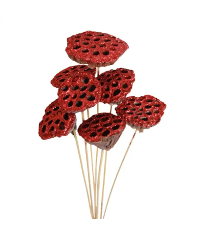 LOTUS POD STAKE/7 RED GLITTER