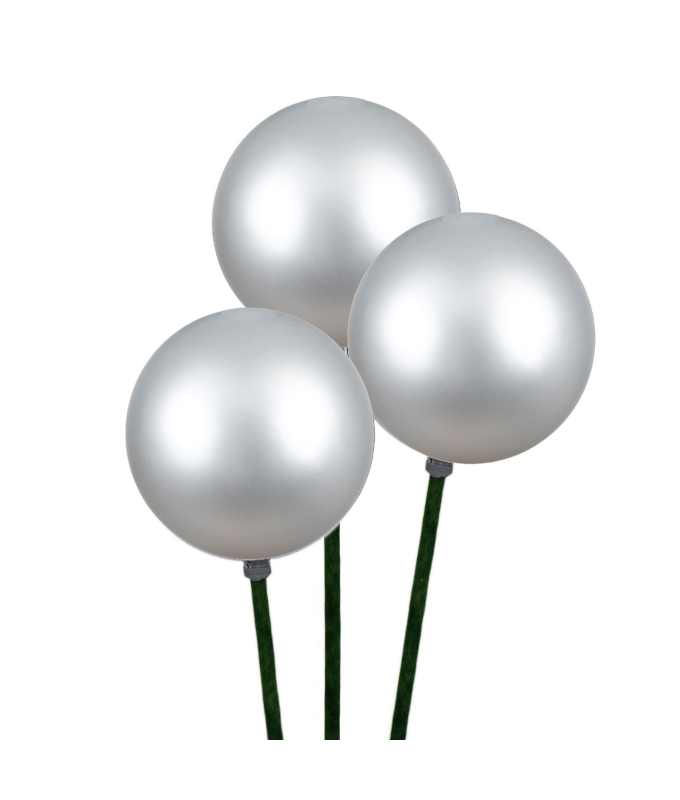 STEMBALL 8CM STAKE/3 SILVER MATTE