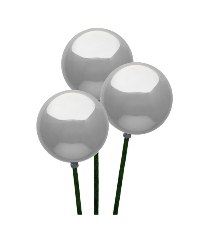 STEMBALL 8CM STAKE/3 SILVER SHINY