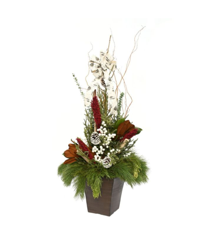 GRANDE ENTRANCE SPRUCE TIP POT - WHITE ACCENT