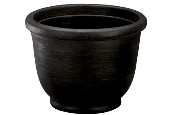 Crescent Agave Round Planter, Caviar Black, 18"