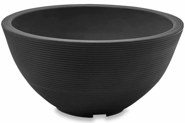 Crescent Delano Round Planter Bowl, Caviar Black, 16"