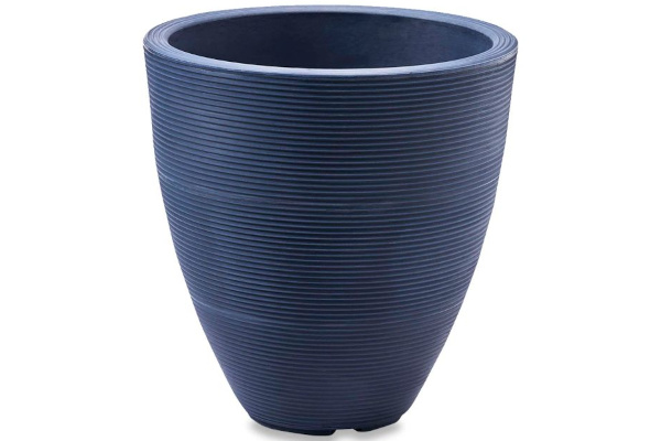 Crescent Delano Ribbed Planter, Midnight, 16"