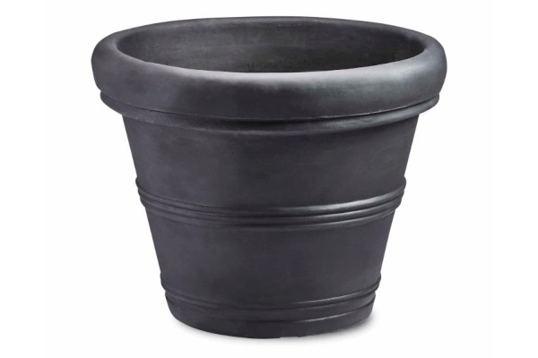 CRESCENT Brunello Rolled Rim Planter, Caviar Black, 14"