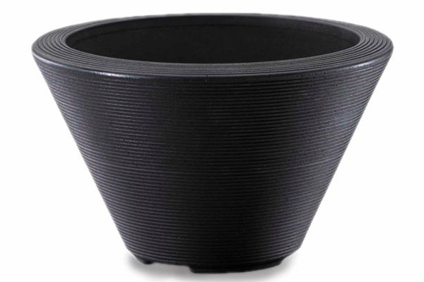 Crescent Gramercy Contemporary Round Planters, Caviar Black, 16"