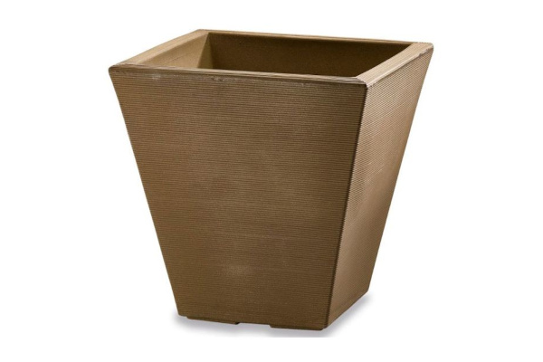 Crescent Gramercy Contemporary Square Planter, Mocha, 16"