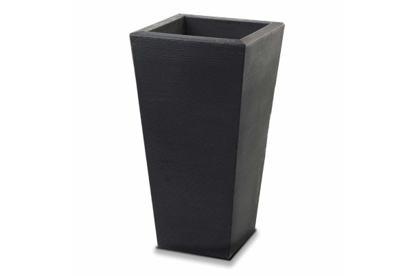 Crescent Bowery Square Tapered Planter, Caviar Black, 15"