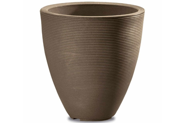 Crescent Delano Ribbed Planter, Mocha, 16"