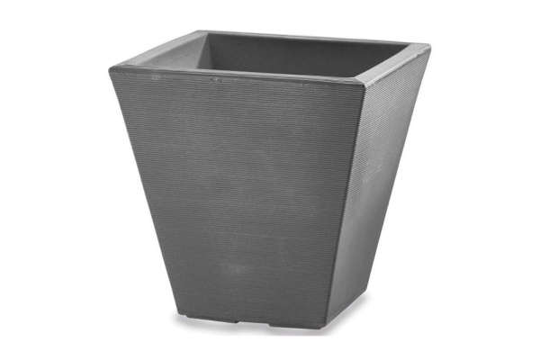 Crescent Gramercy Contemporary Square Planters, Slate, 16"