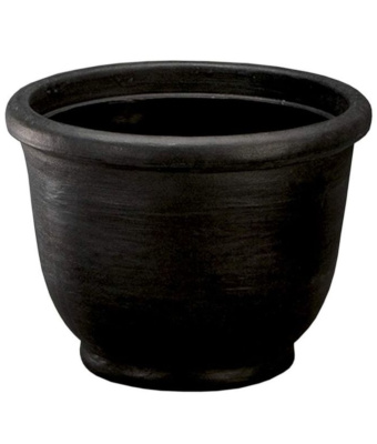 Crescent Agave Round Planter, Caviar Black, 14"