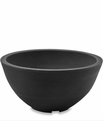 Crescent Delano Round Planter Bowl, Caviar Black, 16"
