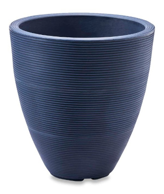Crescent Delano Ribbed Planter, Midnight, 16"