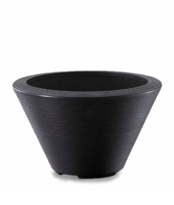 Crescent Gramercy Contemporary Round Planters, Caviar Black, 20"