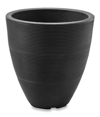 Crescent Delano Ribbed Planter, Caviar Black, 16"