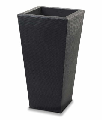 Crescent Bowery Square Tapered Planter, Caviar Black, 17"