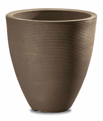 Crescent Delano Ribbed Planter, Mocha, 16"