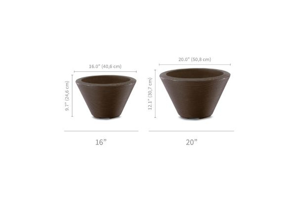 Crescent Gramercy Contemporary Round Planters, Slate, 16\"