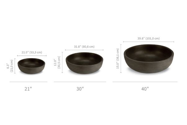 Crescent Orinoco Large Bowl Planter, Caviar Black, 30\"