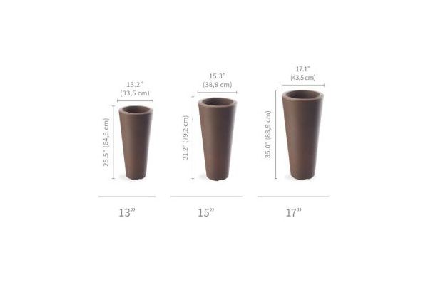 Crescent Bleeker Tapered Planter, Old Bronze, 15\"
