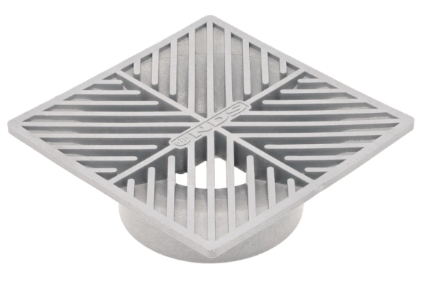 6" SQUARE PLASTIC GRATE GRAY
