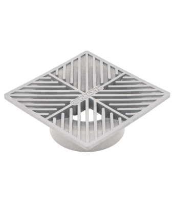6" SQUARE PLASTIC GRATE GRAY
