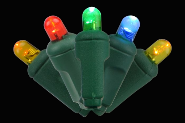 BALLED LED 5MM CONVEX 50L 6\" GRC - MULTICOLOR