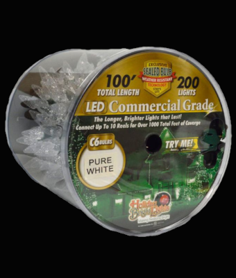 LED C6 100FT REEL 200L - PURE WHITE