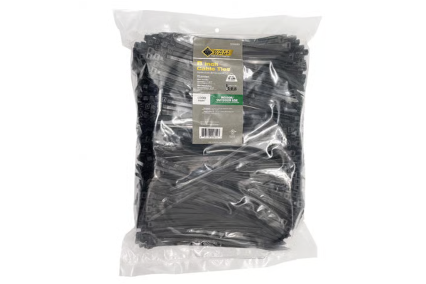 8\" STEEL GRIP BLACK CABLE TIE 1000PK