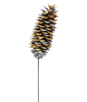SUGAR CONE STAKE WHITE GOLD GLITTER